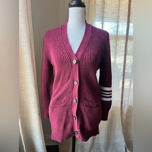 Old Navy Women’s Large Cardigan Prep School Burgandy Knit Sweater